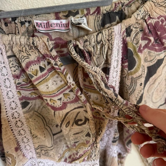 Vintage y2k cotton paisley prairie blouse - Picture 7 of 8